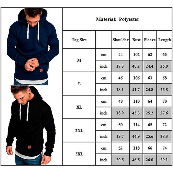 Herreoverdele Langærmet Casual Hættetrøje Hættetrøje Sportstrøje Black M