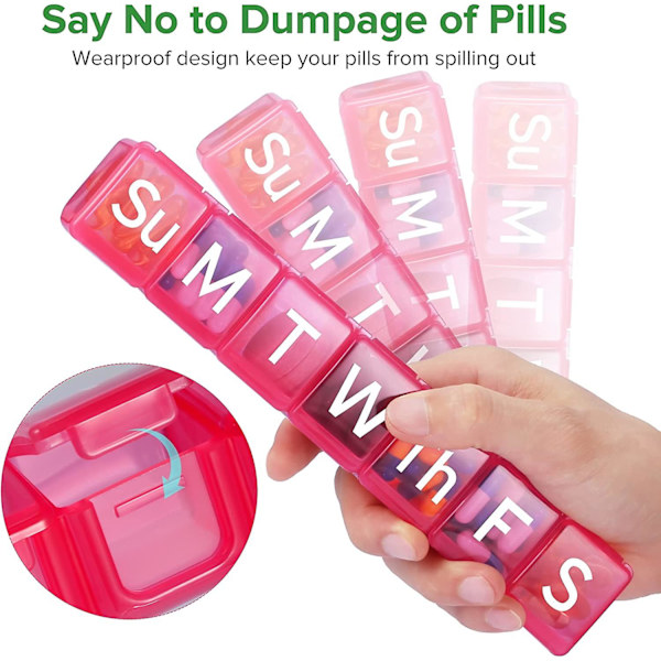 2 Pack Extra Large Weekly Pill Organizer, Bpa Free Pill Box 7 Day Med Xl Fack För Fiskoljor, Resevänlig Medicin Organizer Case För Rose