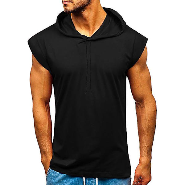Miesten Lyhythihainen Huppari Kuntosali Urheilu T-paita Tank Topit Black 2XL