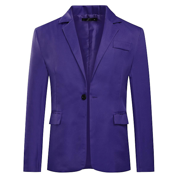 Yynuda Miesten Business Casual Klassinen lovettu käänne, kaksinkertainen jaettu puhdas väri, yksinapillinen pukutakki 11 väriä Purple M