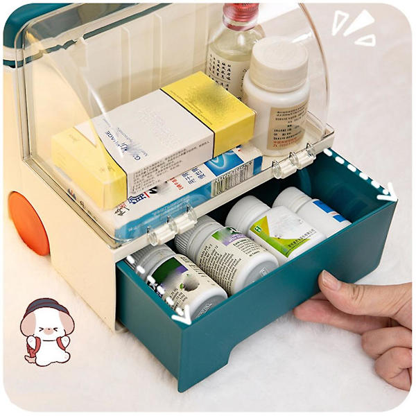 Box Cute - Kapacitetsmedicinskåp Hushållsmedicinskåp Kontors Skrivbordsarrangör Grå och Vit
