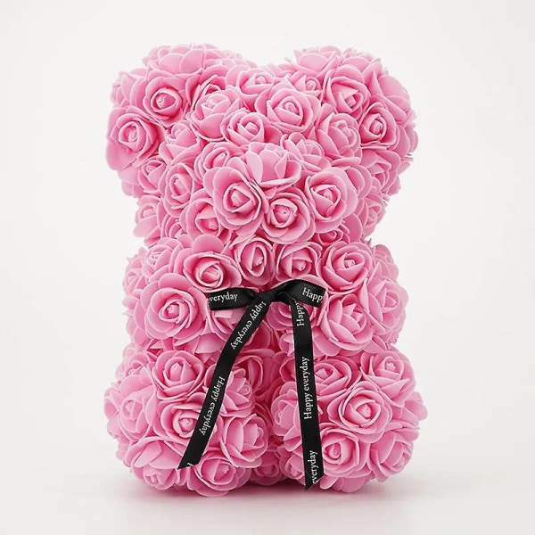 Valentinsdaggave 25cm Rose Teddy Bear Fra Flowers Bear Med Blomster Rød Rose Bear Pink