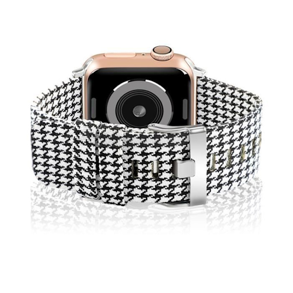 Sort hvid canvas urrem Udskiftning Kompatibel til Apple Watch IWatch 1/2/3/4
