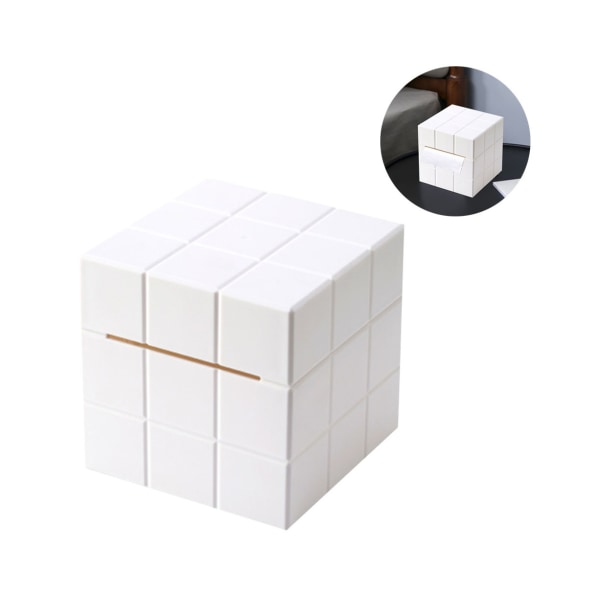 Creative Cube Tissue Box Säilytyspaperilaatikon Pehmopaperilaatikon cover - Valkoinen