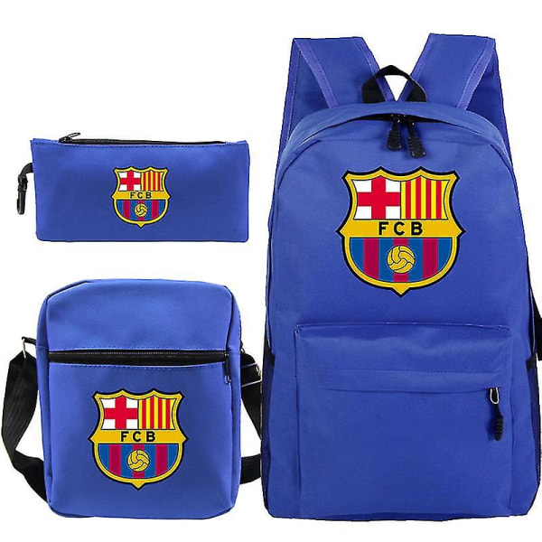 Lel Messi Ryggsekk Rundt Lel Messi Studentveske Skulderveske Blyantveske Sett med . Blue pattern 4 three piece suit