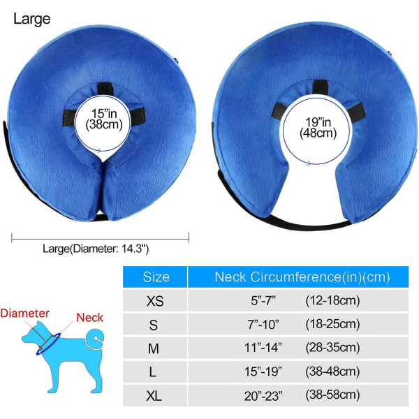 Hundkottar efter operation, skyddande uppblåsbart hundhalsband för husdjursåterställning Blue L