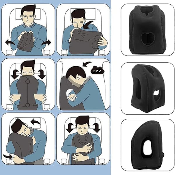 Oppblåsbar nakkepute for fly for å sove for å unngå nakke- og skuldersmerter Gray