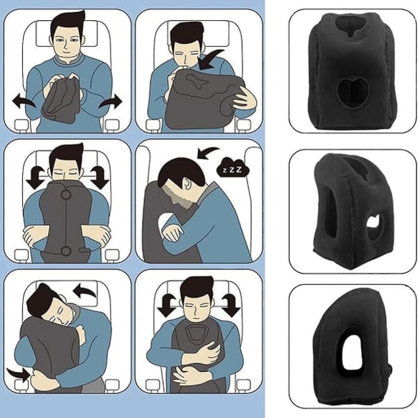 Uppblåsbar nackkudde för flygplan för att sova för att undvika smärta i nacke och axel Gray