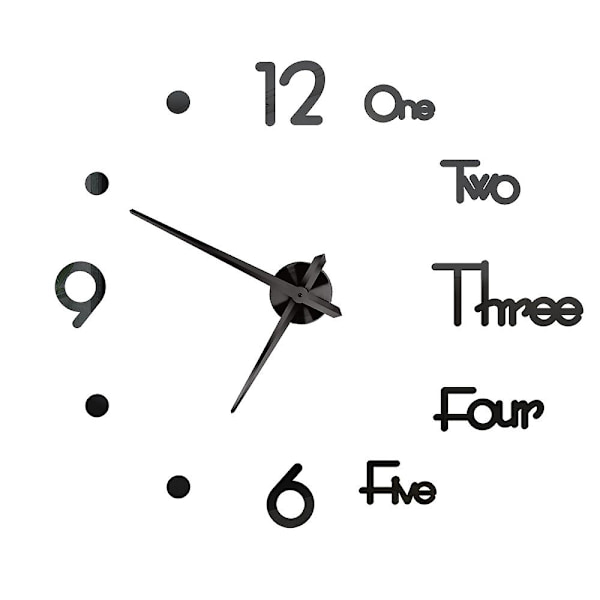 Roomalaiset numerot seinäkellot 3d tee itse peili seinäkello akryyli tarra muoti kvartsi kellot watch kodin sisustus Reloj De Pared Black 5 27inch 2D (No EVA)