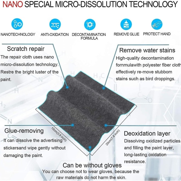 2 stk. Nano Sparkle Klud. Nano Sparkle Klud til Bilskrab. Multifunktionel Klud til Fjernelse af Bilskrab. Nano Magic -ES