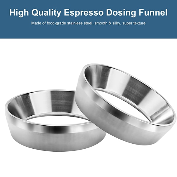 51 mm Espresso Doseringstrakt, Kaffedoseringring i rustfritt stål, kompatibel med alle 51 mm espresso-portafiltre
