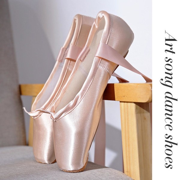 Kvinnors Balett Flats Skor Snörning Satin Pointe Skor Present för balettdansälskare 30