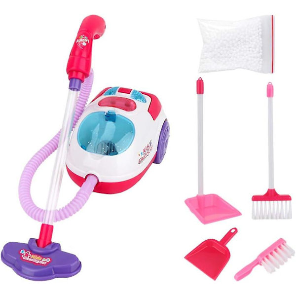 Leksakssats med dammsugare för barn - Mini golvrengöringskvast, dammspann, låtsasdammsugare, rollspel, hushållsrengöring, leksak för pojkar och flickor