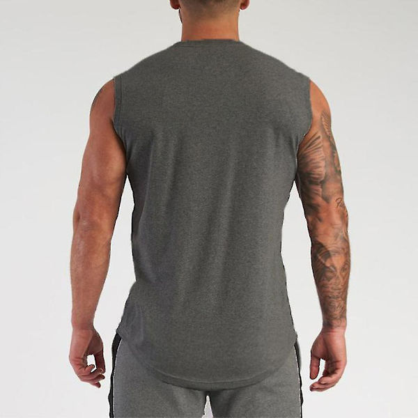 Herr V-hals ärmlös väst Sport Fitness Linne Grey XL