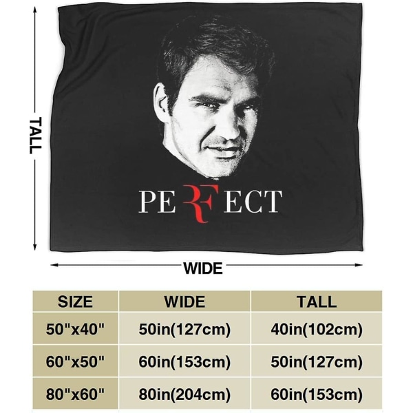 Roger Federer Super Blød Fluffy Mikro Fleece Flannel Tæppe Sofa -y454 -ES 60x50in 150x125cm