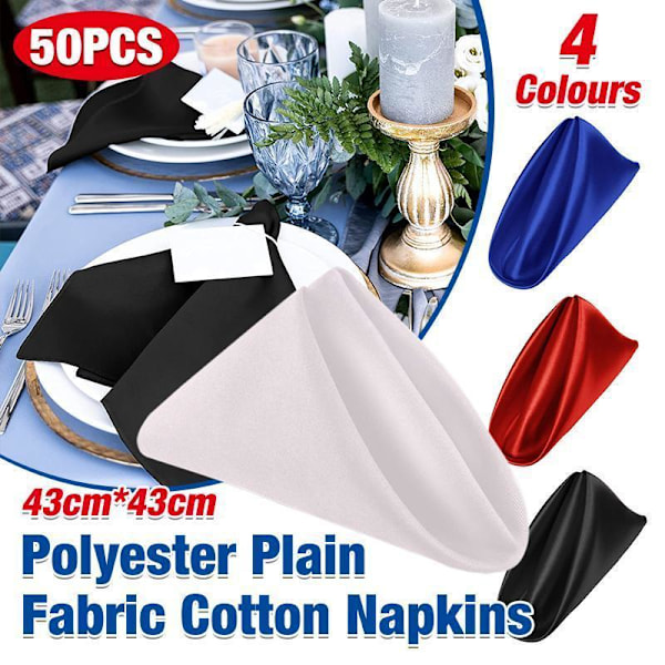 50 st Polyester Enfärgad Tyg Servetter För Bröllop Duk Bord Middag