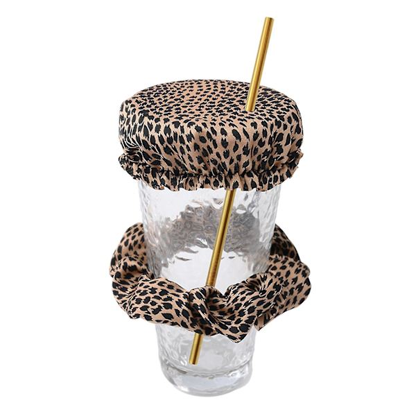 Drikkedæks-Scrunchie - Den Genanvendelige Drikkevare-Spikning Forebyggelses-Scrunchie Som Set I Shark Tank Til Kvinder Brown leopard print