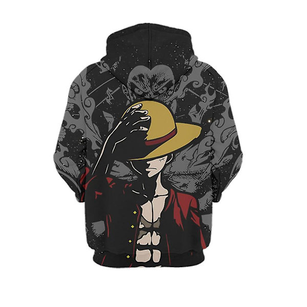 One Piece Anime Hoodies för Vuxna, Casual Luffy Tryckt Tröja, Långärmad Huvtröja, Present L