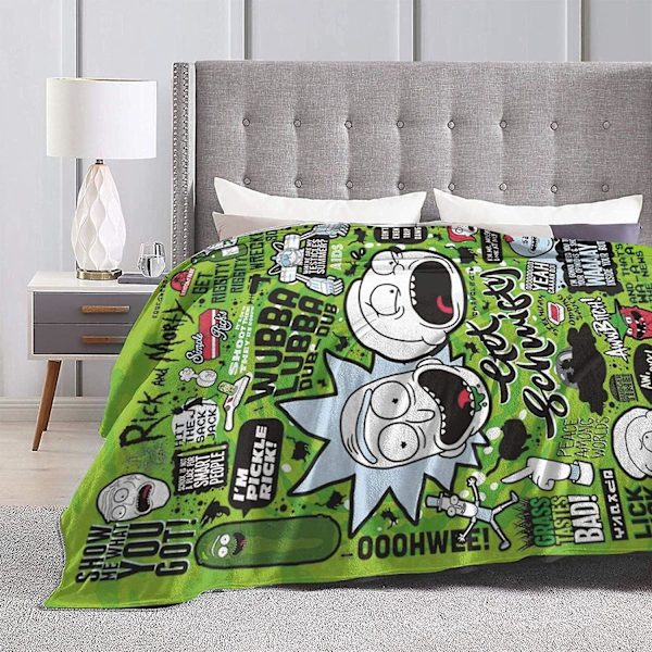 Rick And Morty flanneltæppe Varmt tæppe Stort blødt tæppe -w149 -ES 50x40in 125x100cm