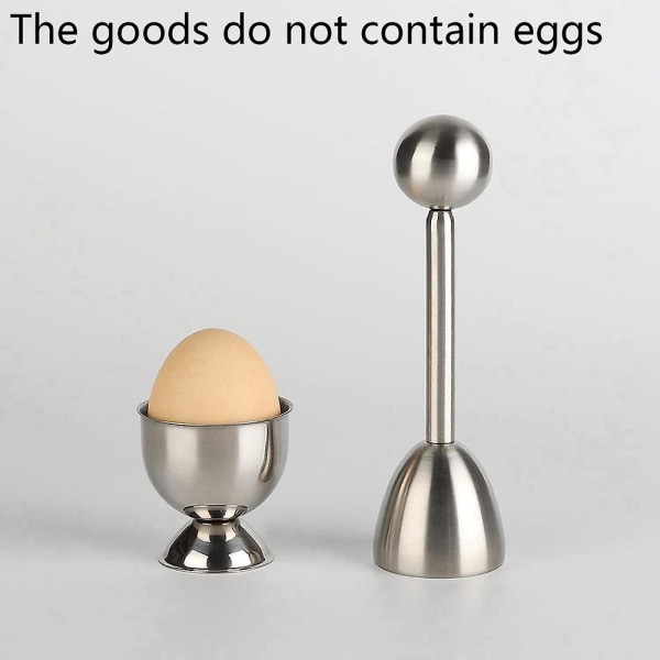 Æggebæger til blødkogte æg, æggestopsæt rustfrit stål skalfjerner separatorskære til Ki silver