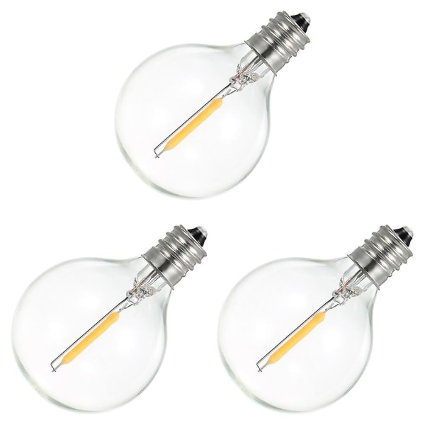 3 stk G40 Led lyspærer, E12 Skrue Base Kompatible Solar String Lights Transparent