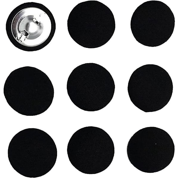 10 stk Runde Stofbetræk Knapper Dekorative Skaftknap 20mm Syning Dekoration, Sort