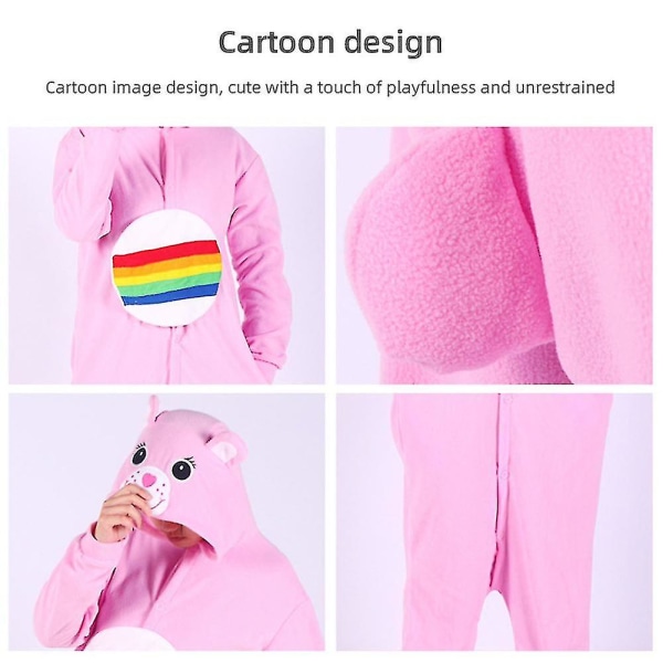 Unisex Vuxen Djur Onesie Plysch Pyjamas Plysch En Delig Cosplay Kostym Söt Björnunge Pink L