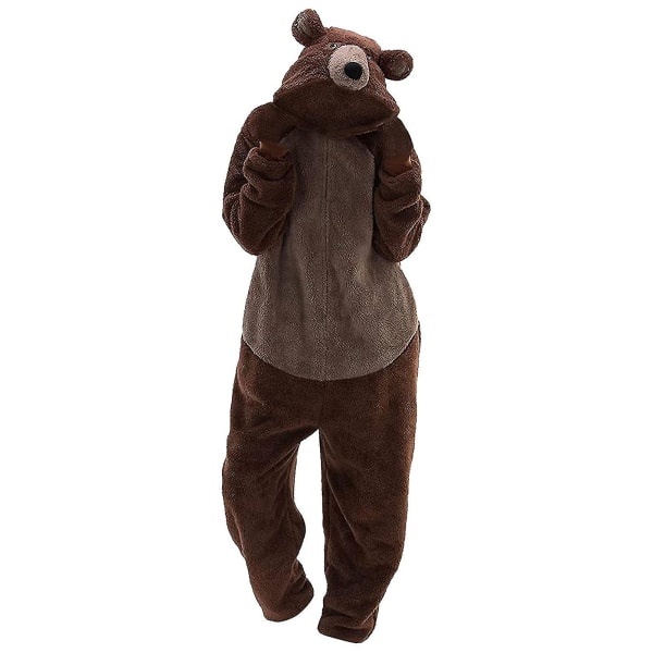 Unisex Aikuisten Karhu Unipuku Talvi Tasku Löysä Hauska Paksu Pyjama -ge Brown L