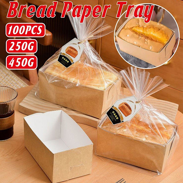 100 st Kakbröd Förpackningslåda Toast Papper Kartong Bagerilådor för Fest