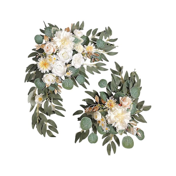 Kunstige Bryllupsbue Blomster Swag Kit - 2 stk. Blomsterarrangement Til Ceremoni Og Reception Baggrundsdekoration Champagne
