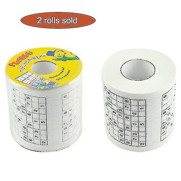 2 rullar unikt toalettpapper Sudoku nummer Pusselspel Rolig present badrumspapper -ES