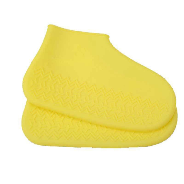 1 par vattentät cover utomhus återanvändbara regnstövlar Halkskyddande skoskydd -HG Yellow L