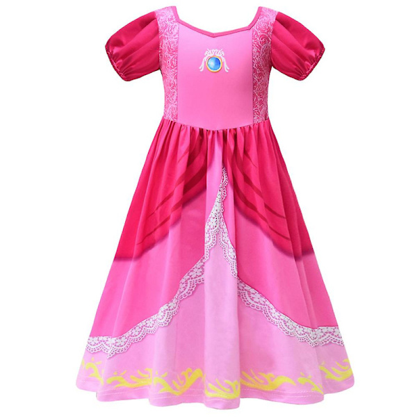 6-12-vuotiaat lapset tytöt Super Mario Bros prinsessa persikka cosplay mekko hieno mekko puku Halloween joululahjat 7-8 Years
