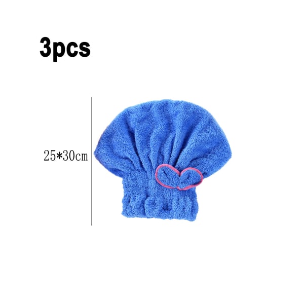 Hårtørrende håndklæde 3 pakker, hurtigtørrende mikrofiber hårhåndklæde, superabsorberende hårhåndklæde indpakning - blå
