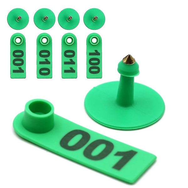 100 kpl korvalappu Numerolla maatalouseläimelle 0-100 lampaan 001-100 korvalappua Vuohen tunnistus Korvamerkintä Green