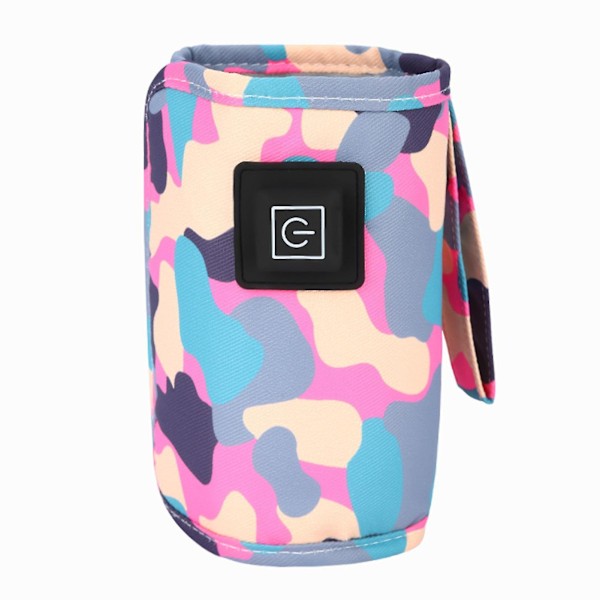 USB-driven flaska-värmare för bebisar med 3-stegs temperaturreglering och isolerande fodral Camouflage Puzzle Powder