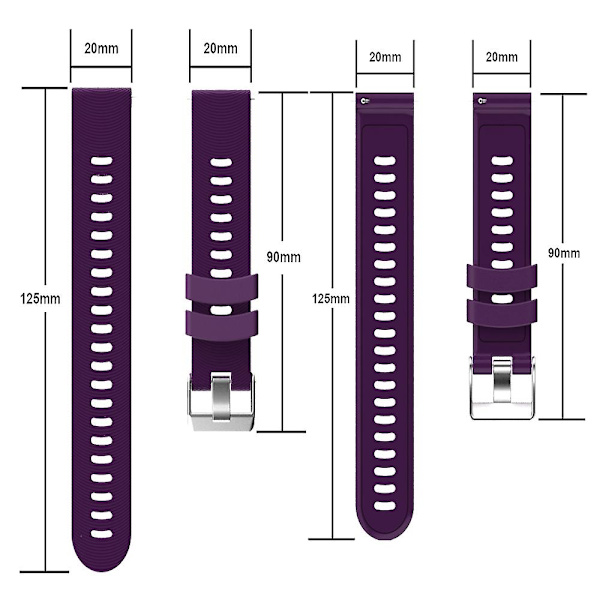 2 kpl Garmin Vivoactive 3 silikoninen kelloranneke Ranneke, joka on yhteensopiva Garmin -HG:n kanssa dark purple