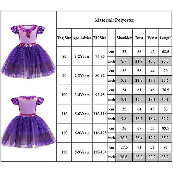 1-9-vuotiaille tytöille Wish Asha -pallomekko, cosplay-asu, juhlamekko, naamiaisasu, lahja 2-3Years