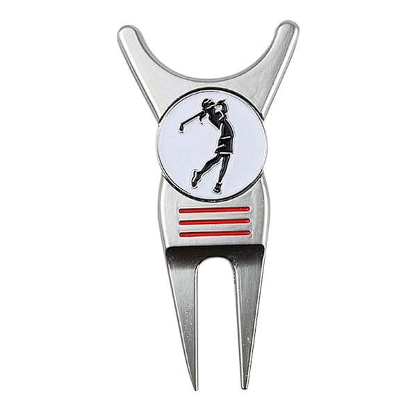 Sinknap Golfgaffel U-formad Multifunktionell Bärbar Pitch Mark Reparationsverktyg Bollmarkering För Golf Sport Silver