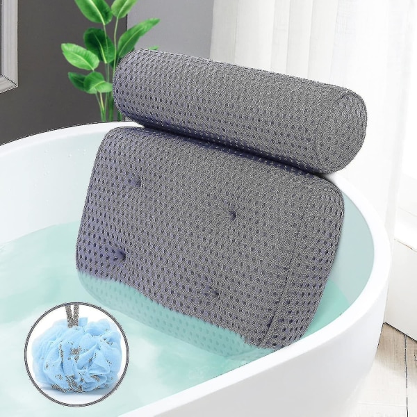 Badkudde Spa Badkar Ergonomisk Kompatibel Med Badkar Nacke Huvud Axlar Kuddar Stöd Kudde Huvudstöd Lyxig Mjuk 3D Mesh -ES B-Dark Blue