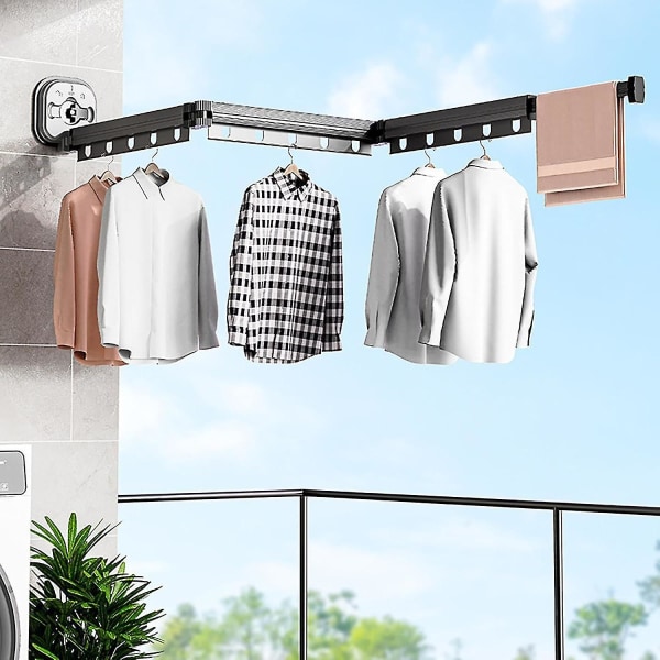Tørkestativ kompatibel med vegg - sugehengerstativ Uttrekkbar kompatibel med klær Håndklær, borefri -ES