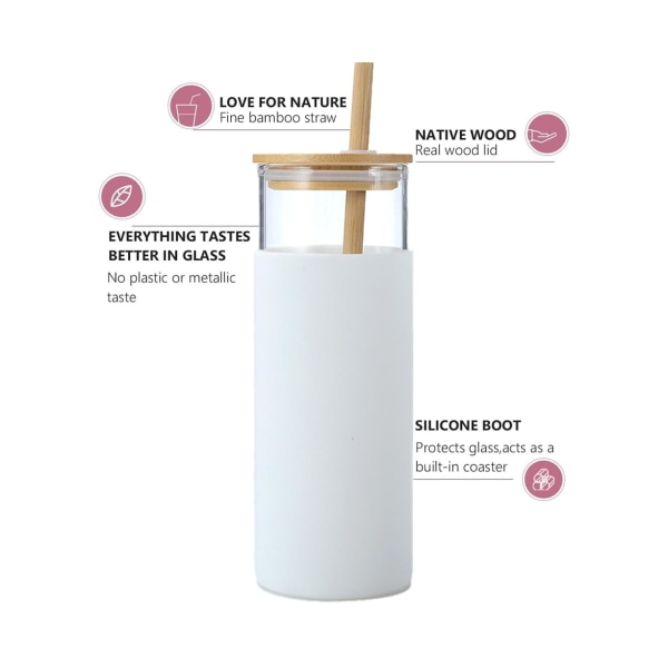 Silikone ærme glas drikkekop Valentinsdag gaver til hende glas vandflaske sugerør Silikone beskyttelses ærme bambus låg
