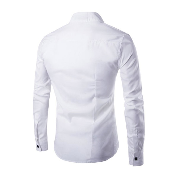 Høyhalset skjorte for menn med asymmetrisk kant - Business skjorte White 2XL