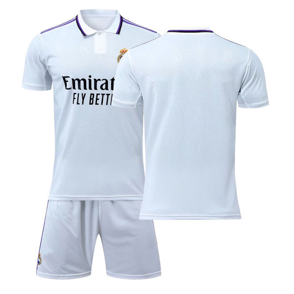 22-23 Real Madrid Hjemme Hvid Jersey Fodbold Uniform Sæt XS(160-165cm)