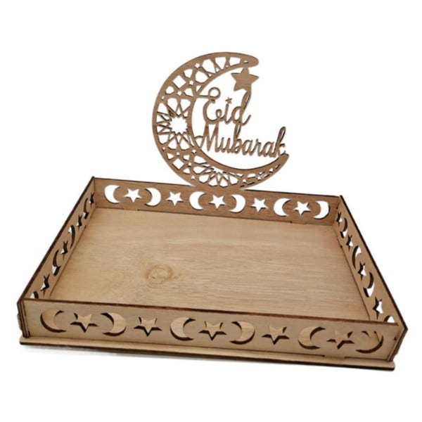 Wooden Eid Mubarak Food Tray Ramadan Decoration Islamic Ramadan Kareem Muslim Eid Mubarak Gifts F