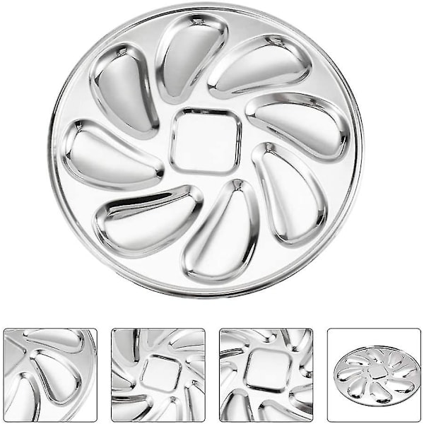 Tallrik To; Ostron Serveringsfat Ostron Tallrik Rostfritt Stål Ostron Ostron Skalformade Tallrikar Kompatibla Med Ostron Citronsås -ES
