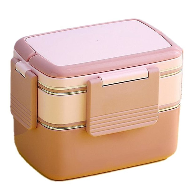 Madkasse i rustfrit stål til børn Bærbar lækagesikker Bento-kasse med madopbevaringsbeholder Pink