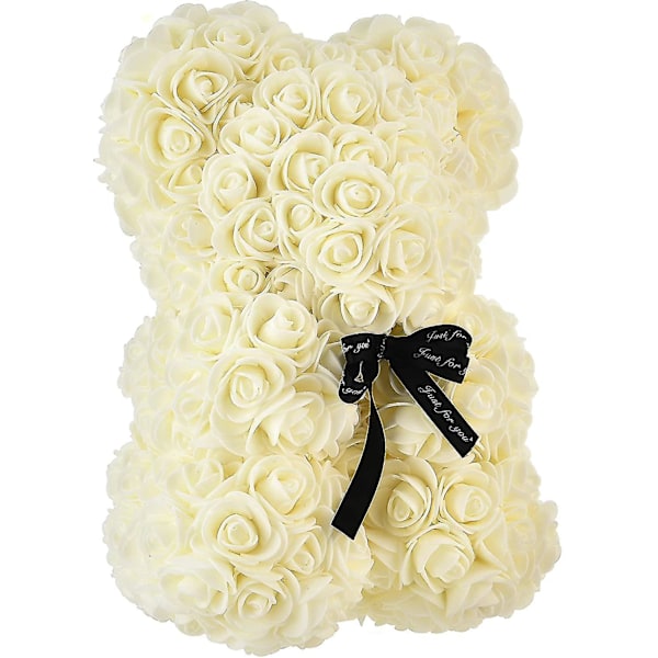 Rose Bear - Rose Teddy Bear 10 Inch Hugz Teddy Flower Bear Milk White