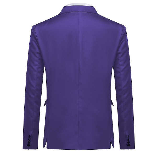 Yynuda Herre Business Casual Klassisk Hakk Lapel Dobbel Splitt Pure Color Enknapps dressjakke 11 farger Purple XS