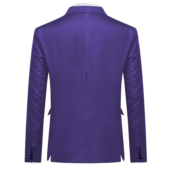 Yynuda Miesten Business Casual Klassinen Notched Lapel Kaksoissplitti Yksivärinen Yksipainikkeinen Puku Takki 11 Väriä Purple XL
